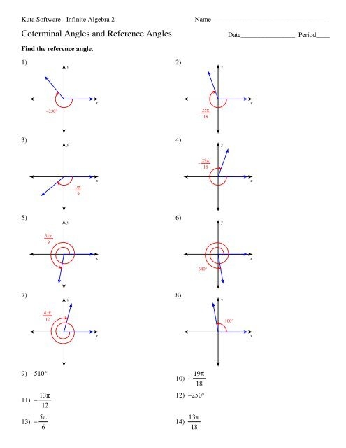 coterminal angles degree and radian worksheet