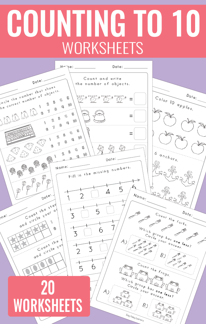 Counting To 10 Worksheets Kindergarten Math Worksheets Easy Peasy 