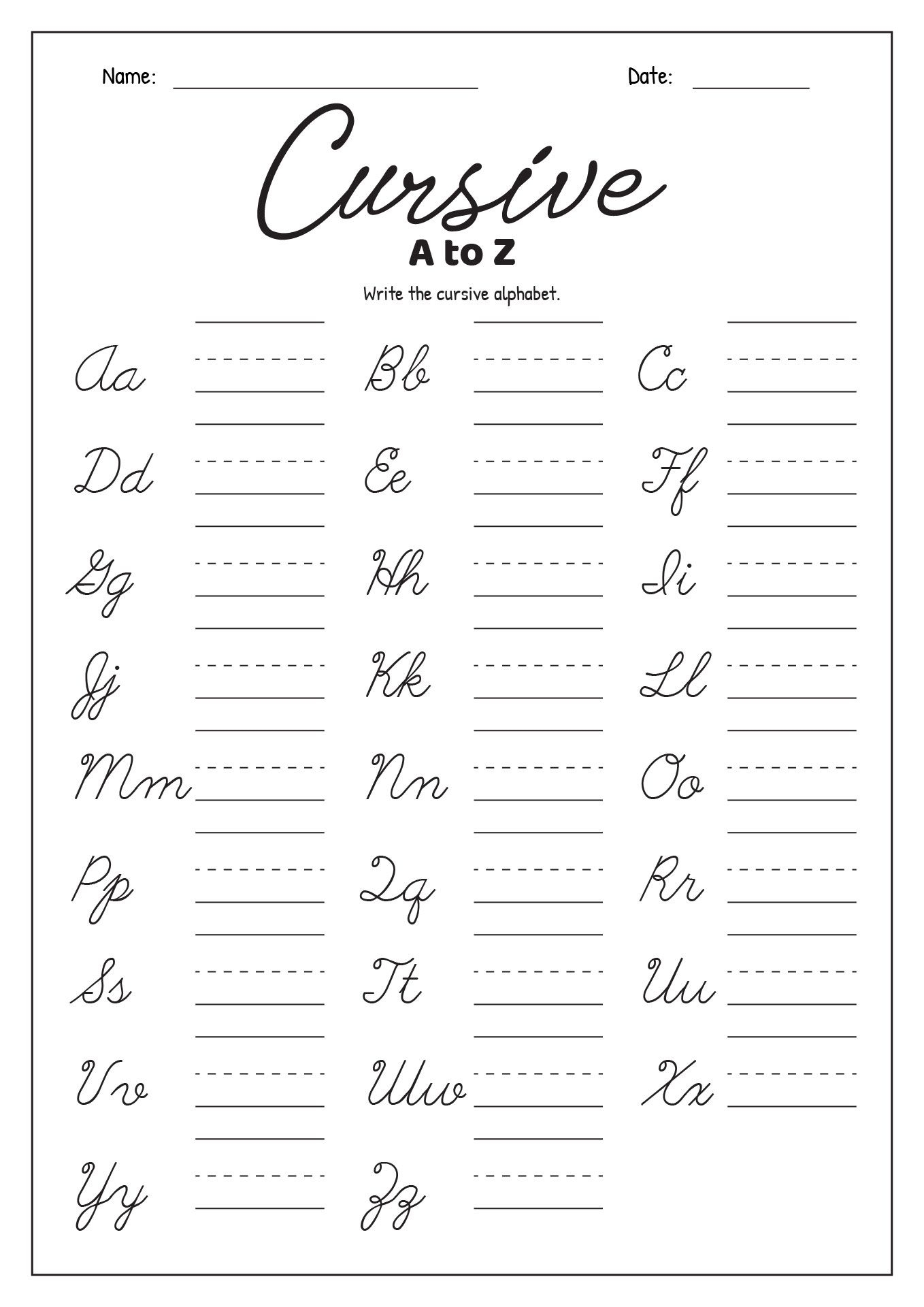 Cursive Alphabet Printable Artofit Cursive Alphabet Printable Artofit