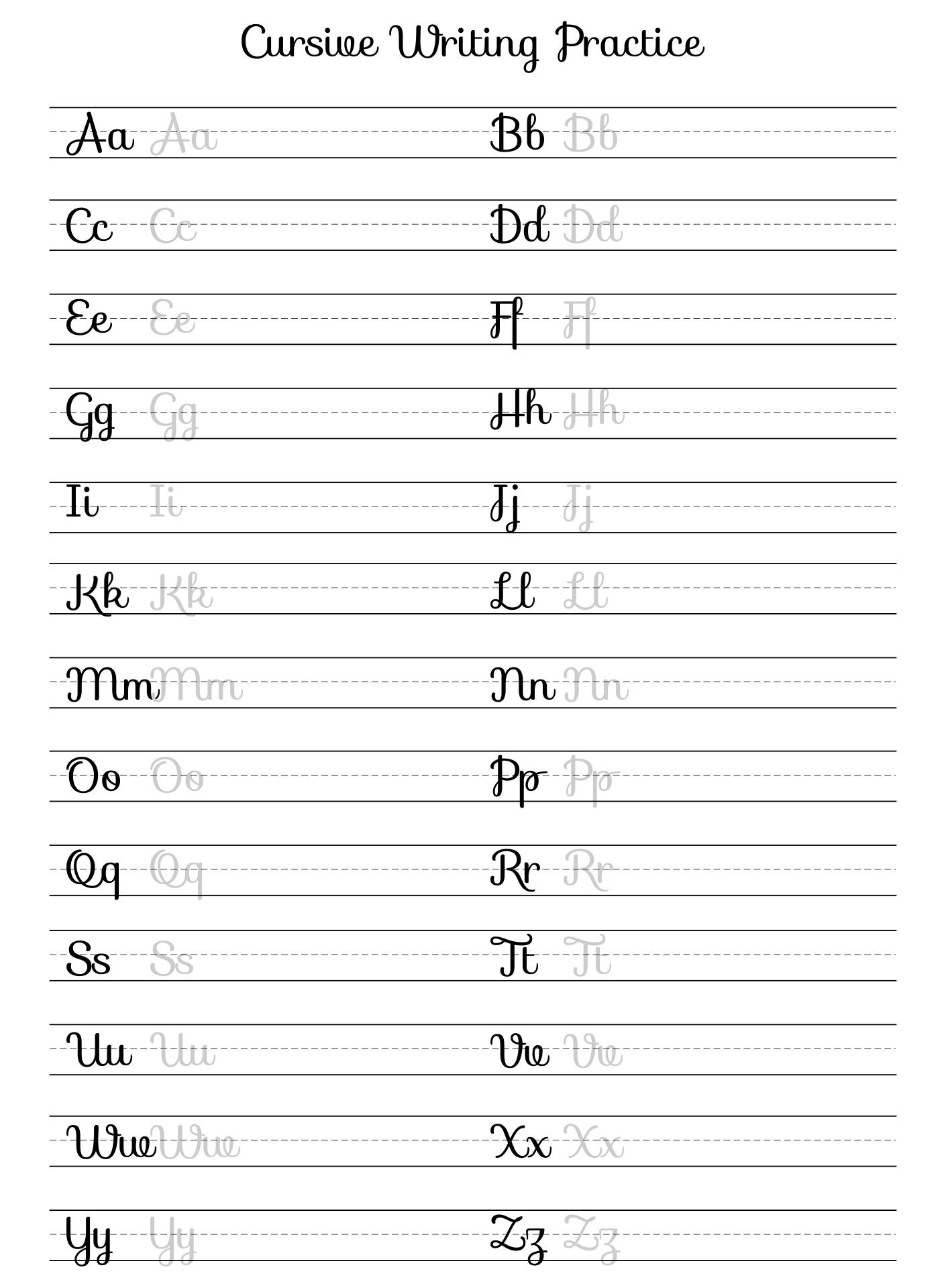 Cursive Letters 20 Free PDF Printables Printablee