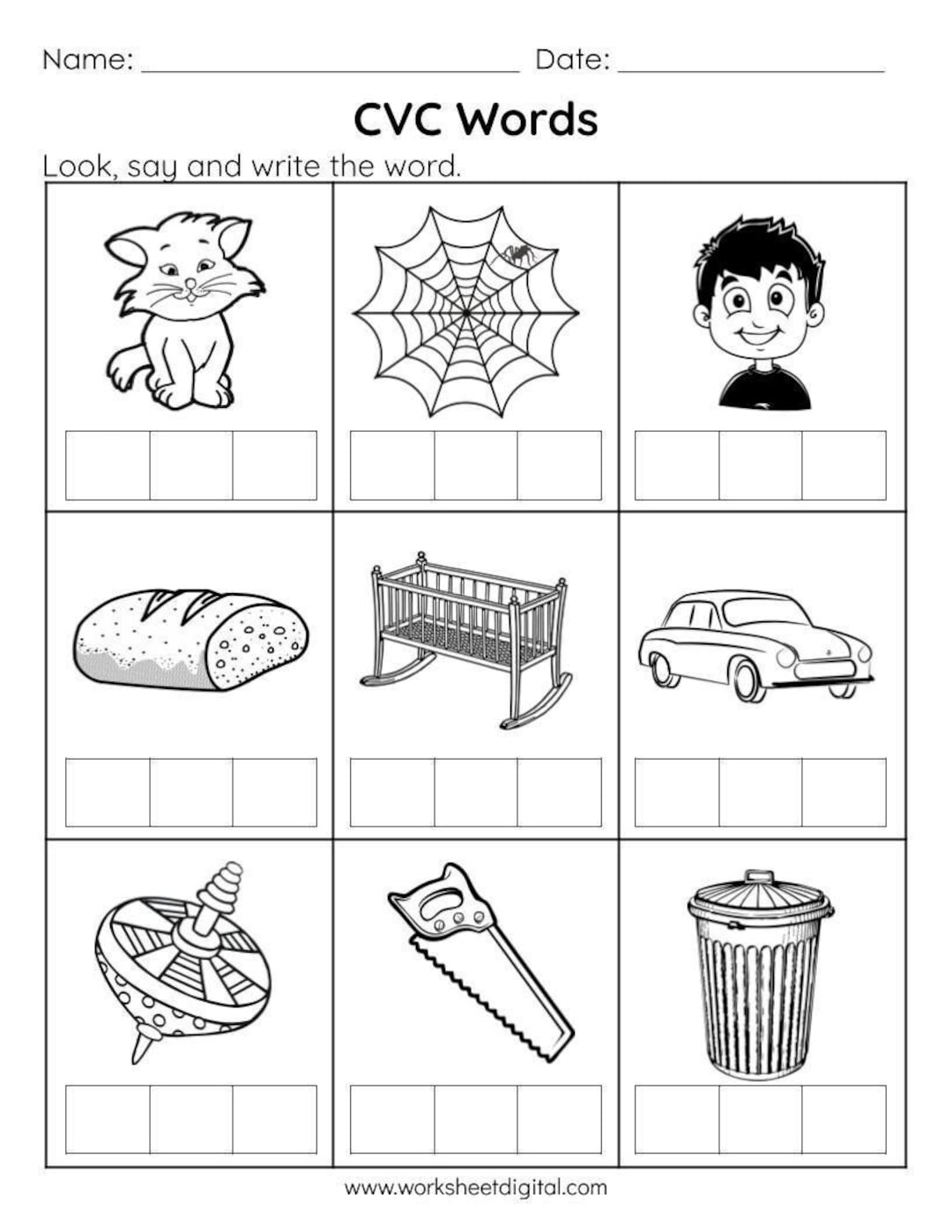 CVC Words Say And Write The CVC Words Phonics Worksheets 