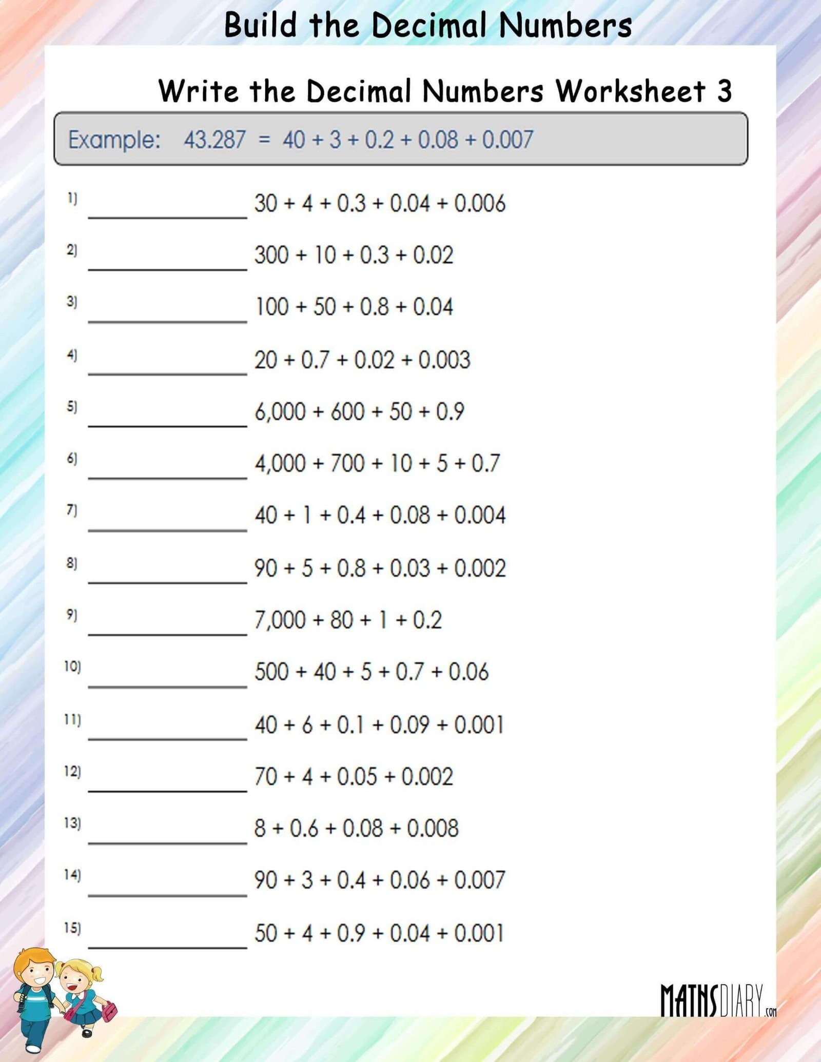Decimals Math Worksheets Decimals Math Worksheets