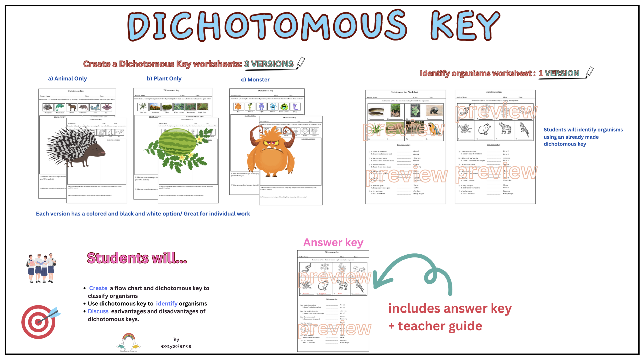 dichotomous key worksheet
