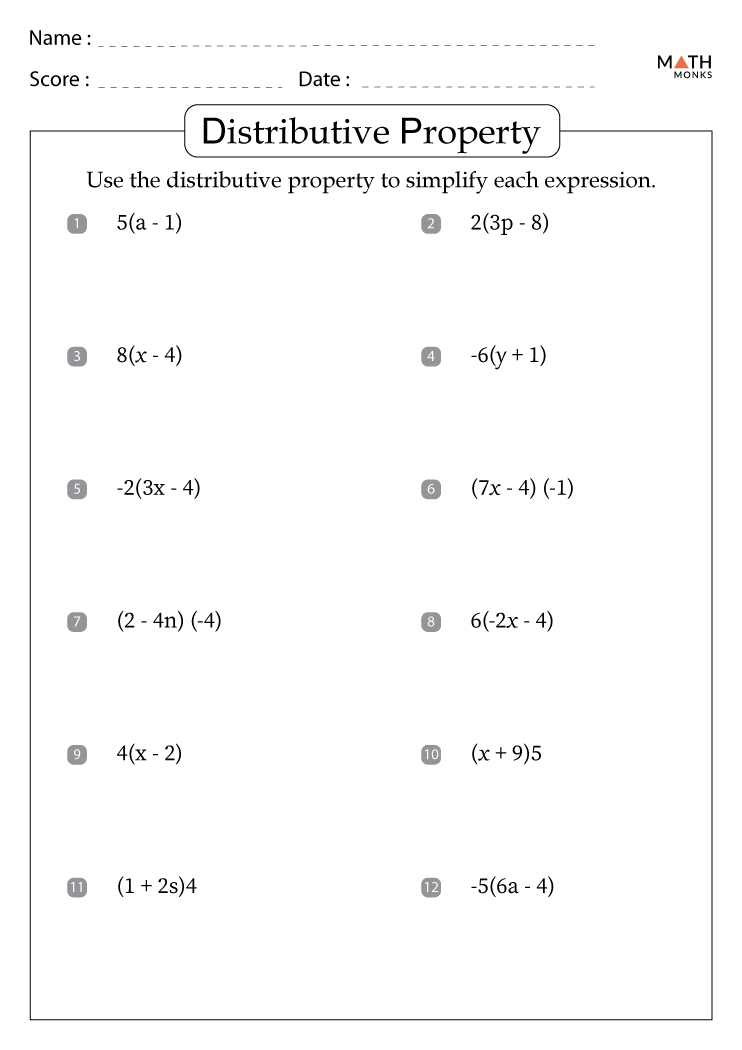 Distributive Property Worksheets With Answer Key Distributive Property Worksheets With Answer Key