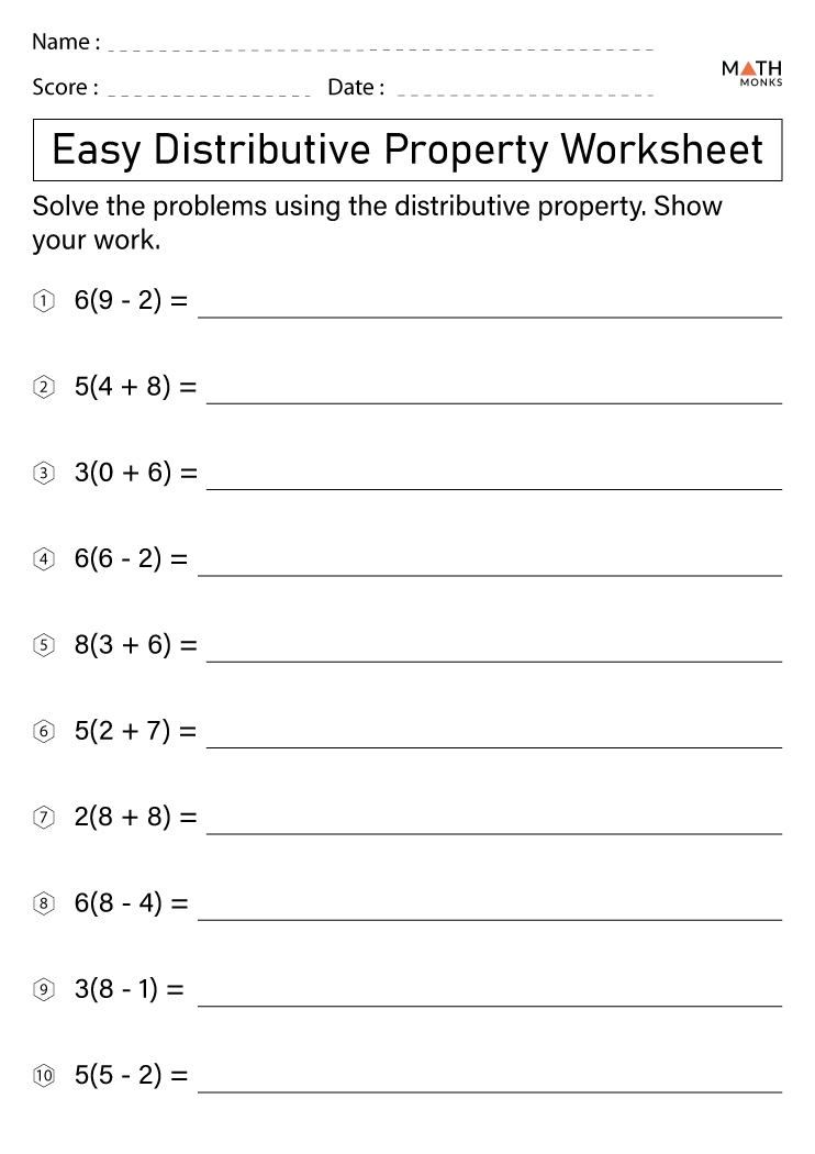 distributive property worksheet pdf