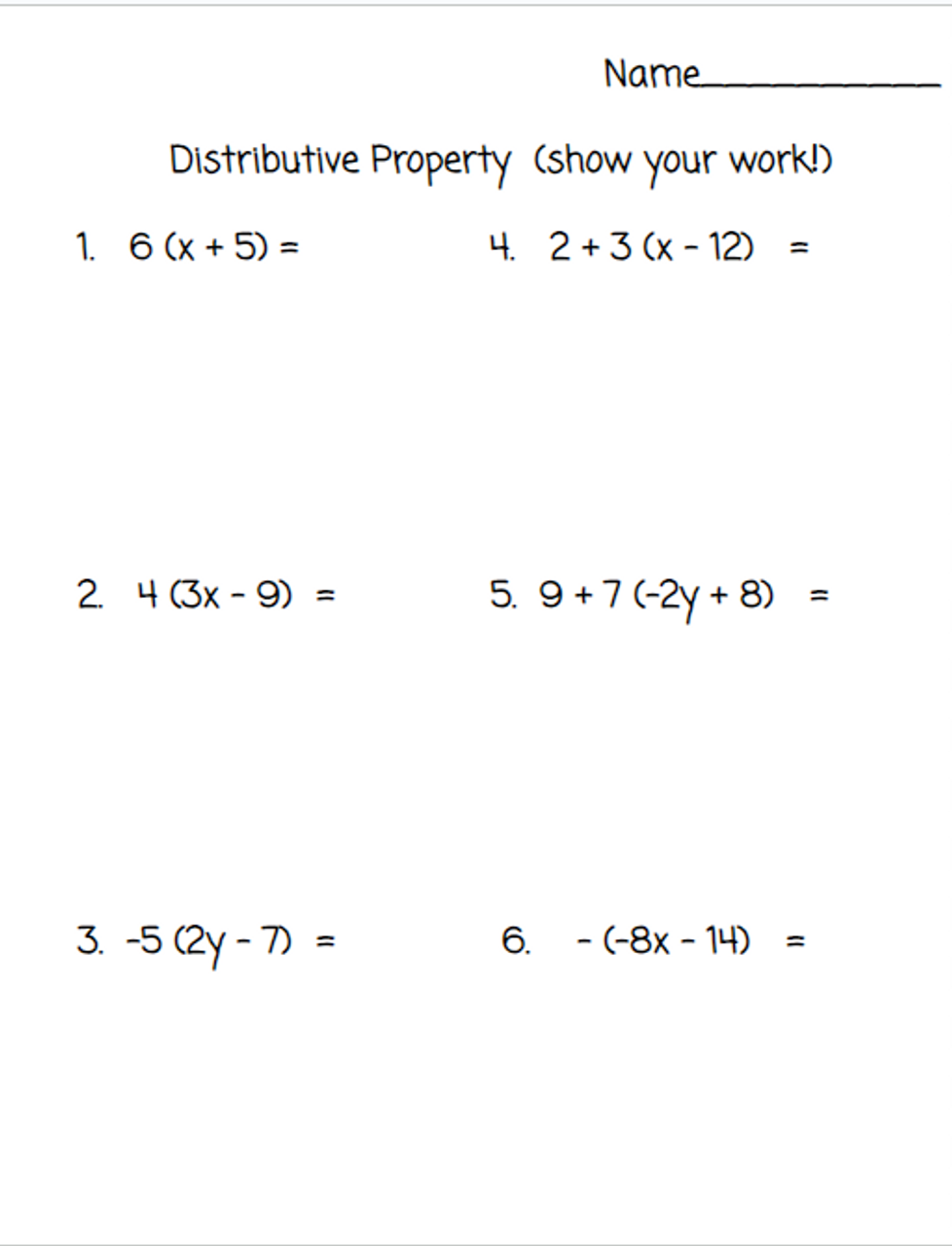 Distributive Property Worksheets With Answer Key Worksheets Library