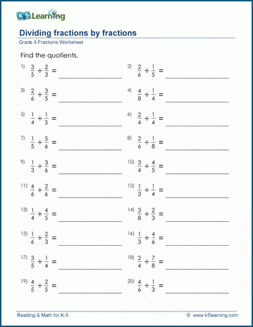 Dividing Fractions By Fractions K5 Learning Dividing Fractions By Fractions K5 Learning