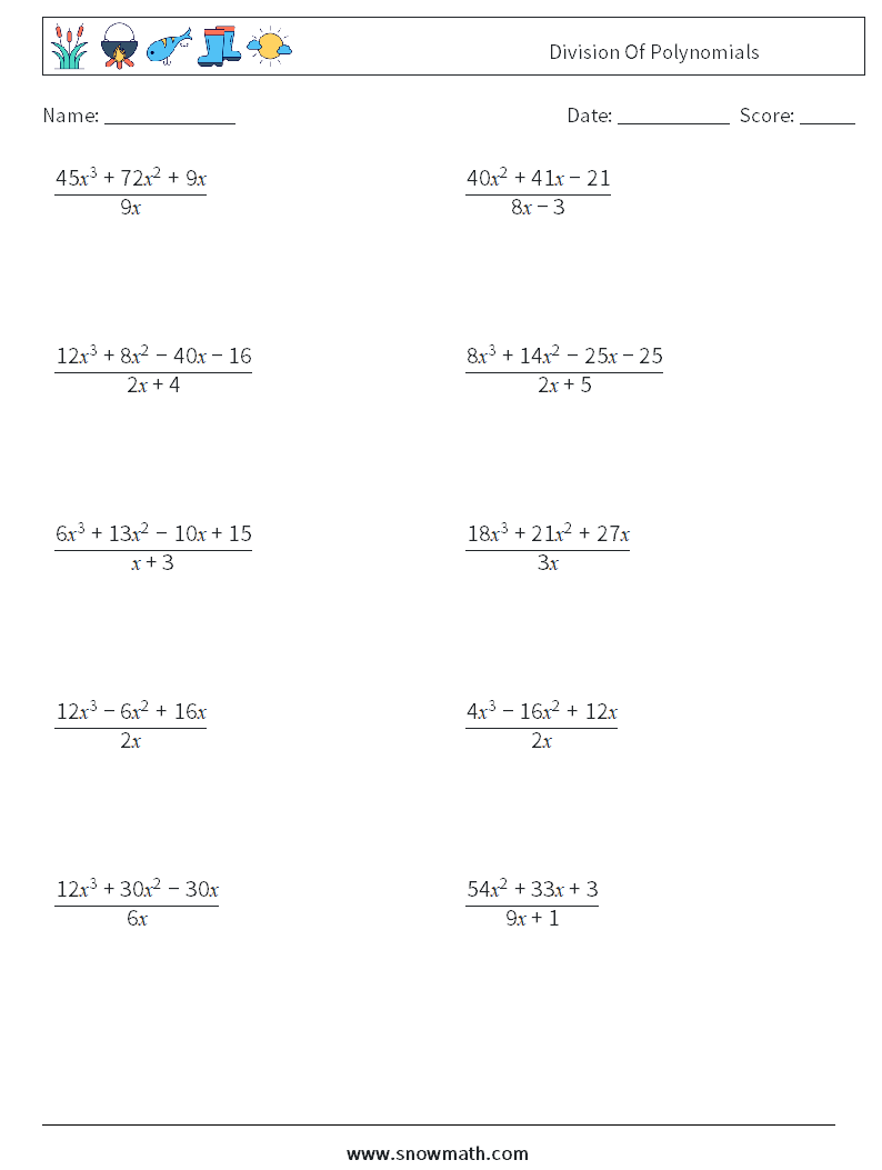 dividing polynomials worksheet