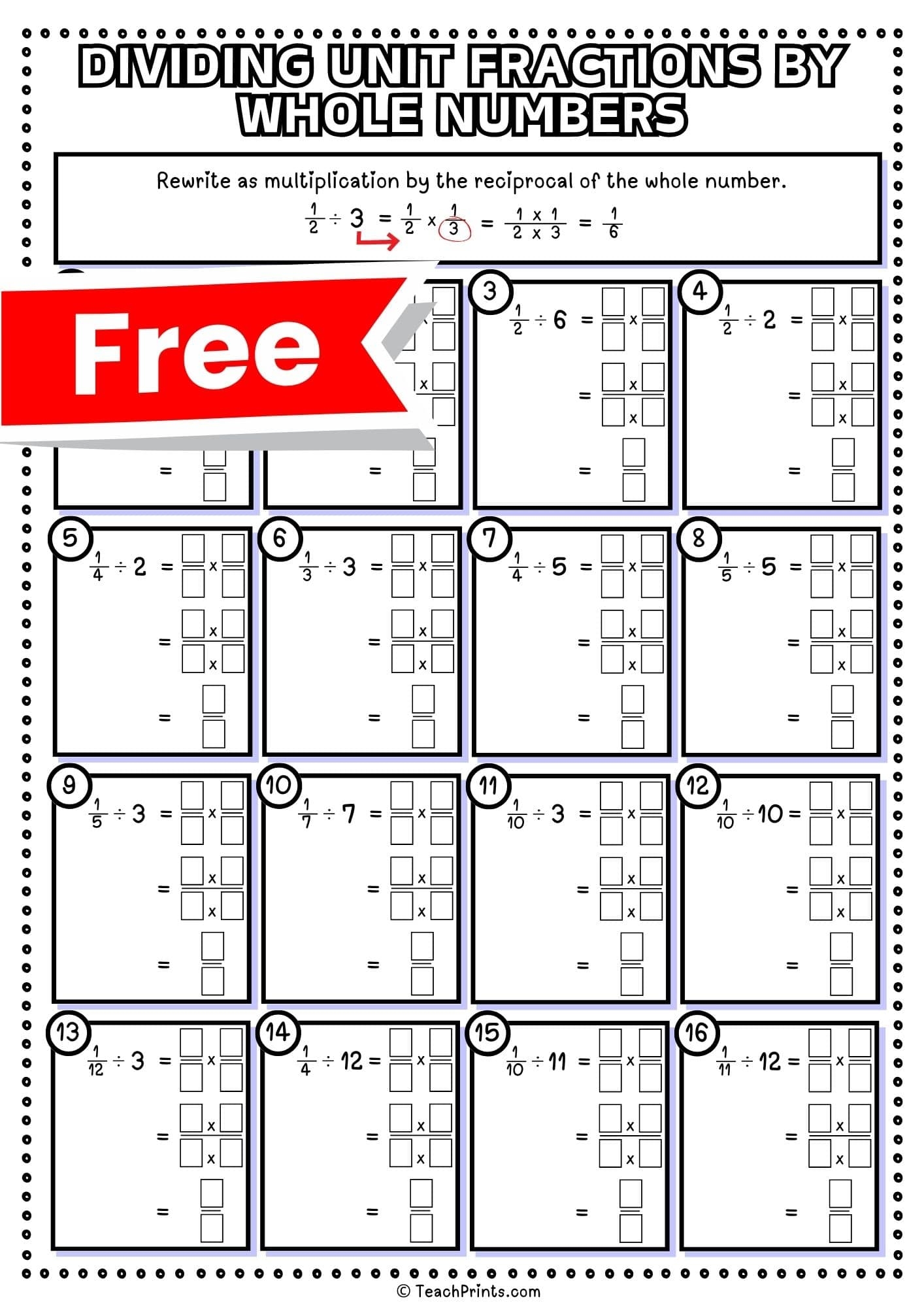 dividing fractions by whole numbers worksheet dividing fractions by whole numbers worksheet