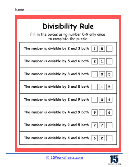 Divisibility Rules Worksheets 15 Worksheets