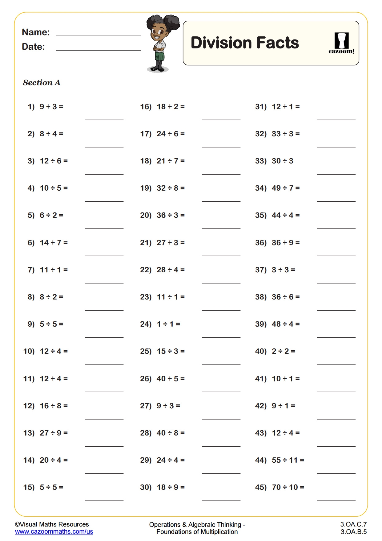 Division Facts Fun And Engaging 3rd Grade PDF Worksheets Cazoom Math Division Facts Fun And Engaging 3rd Grade PDF Worksheets Cazoom Math