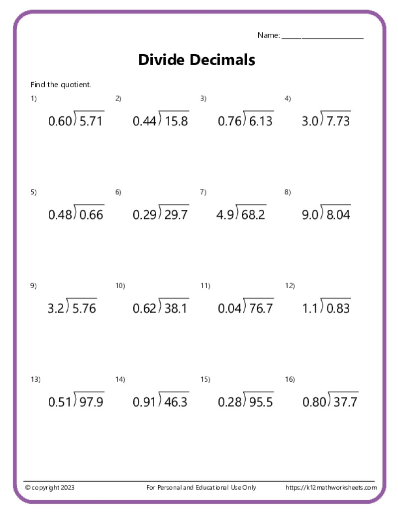 Division With Decimals Worksheets K12 Math Worksheets Worksheets Division With Decimals Worksheets K12 Math Worksheets Worksheets