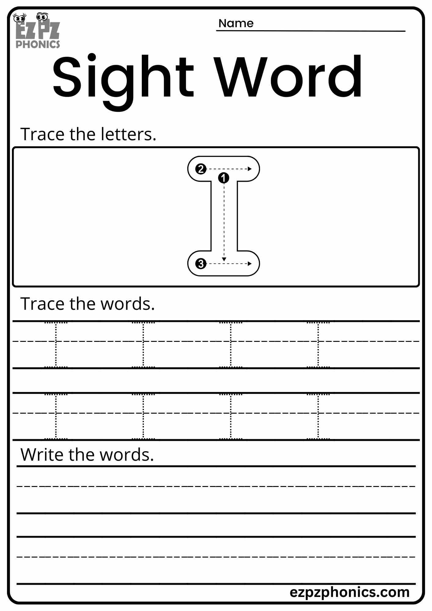 Dolch Sight Word quot I quot Activity For Early Learners PDF Download Set 2 Dolch Sight Word quot I quot Activity For Early Learners PDF Download Set 2