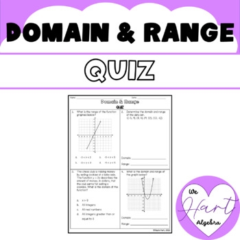 Domain And Range Quiz By We HART Algebra TPT