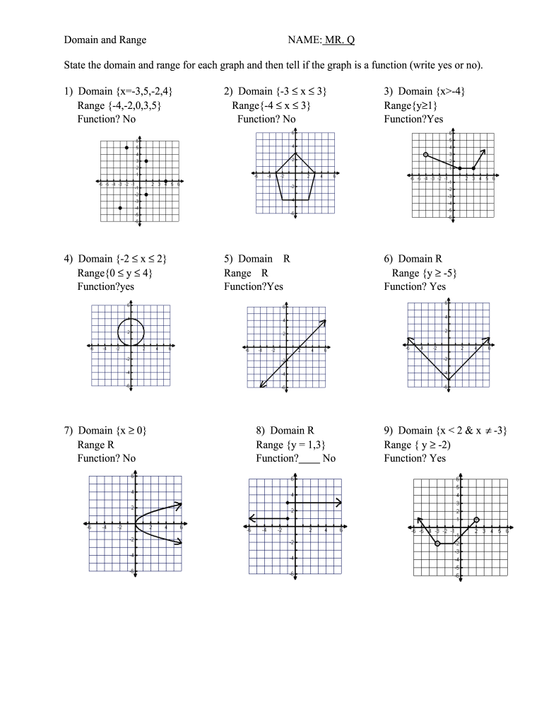 Domain And Range Worksheet Pdf Fill Out Sign Online DocHub