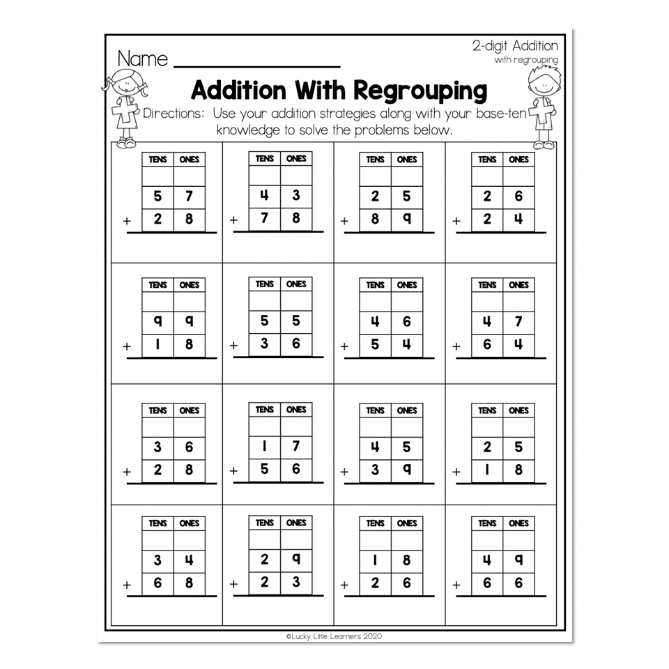 Double Digit Addition With Regrouping Worksheet Practice Sheets And Double Digit Addition With Regrouping Worksheet Practice Sheets And