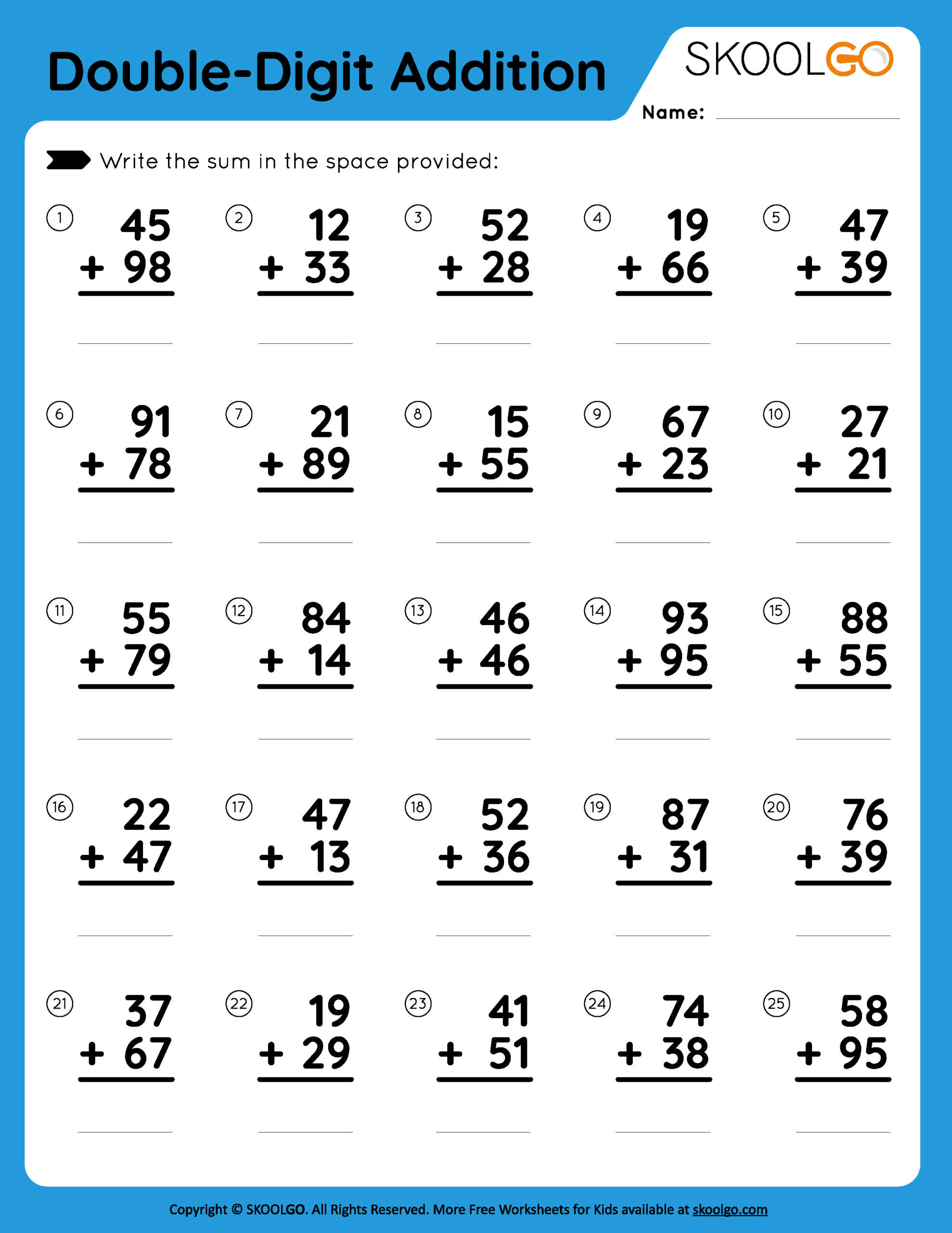 Double Digit Addition Worksheets Jenny Printable