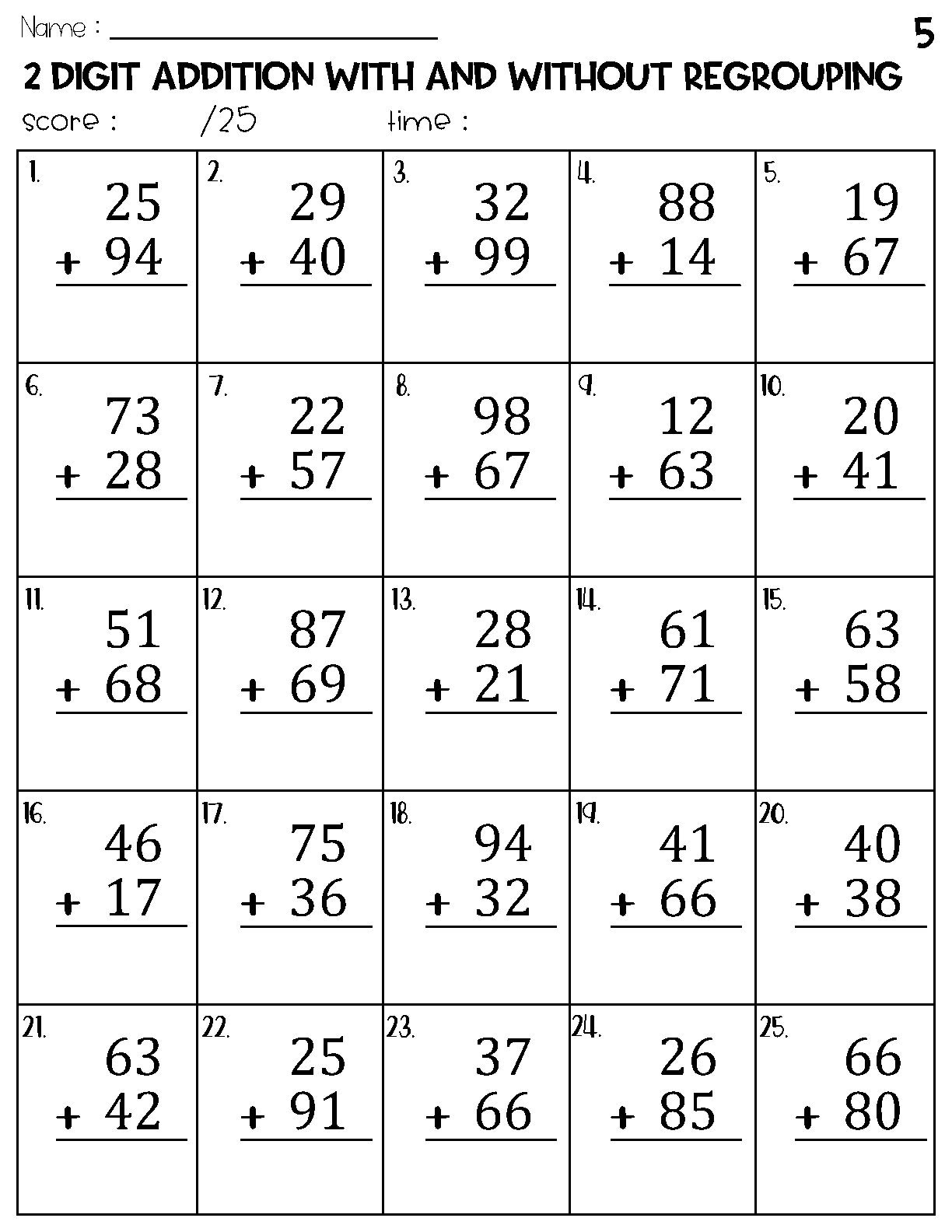 Double Digit Addition Worksheets Jenny Printable