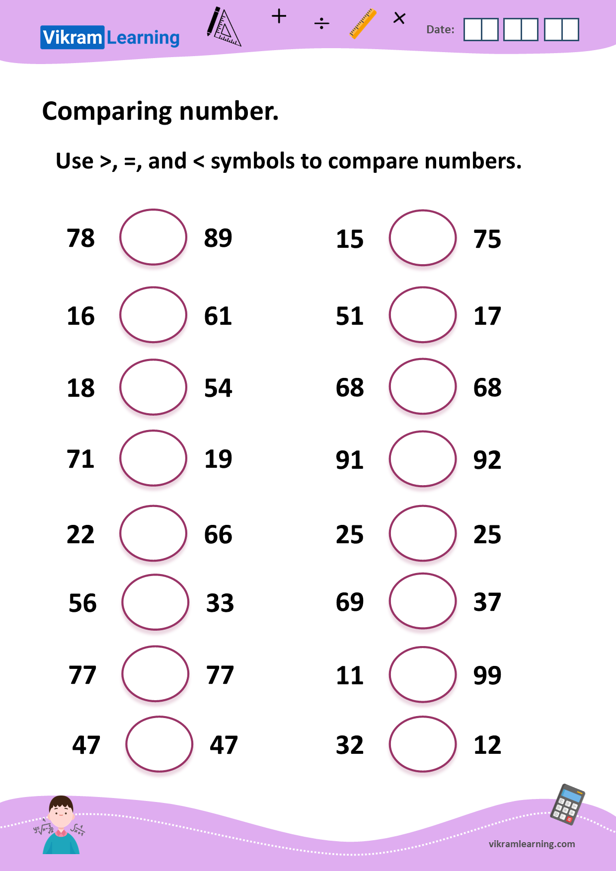 Download Comparing Numbers Up To 100 Worksheets For Free 