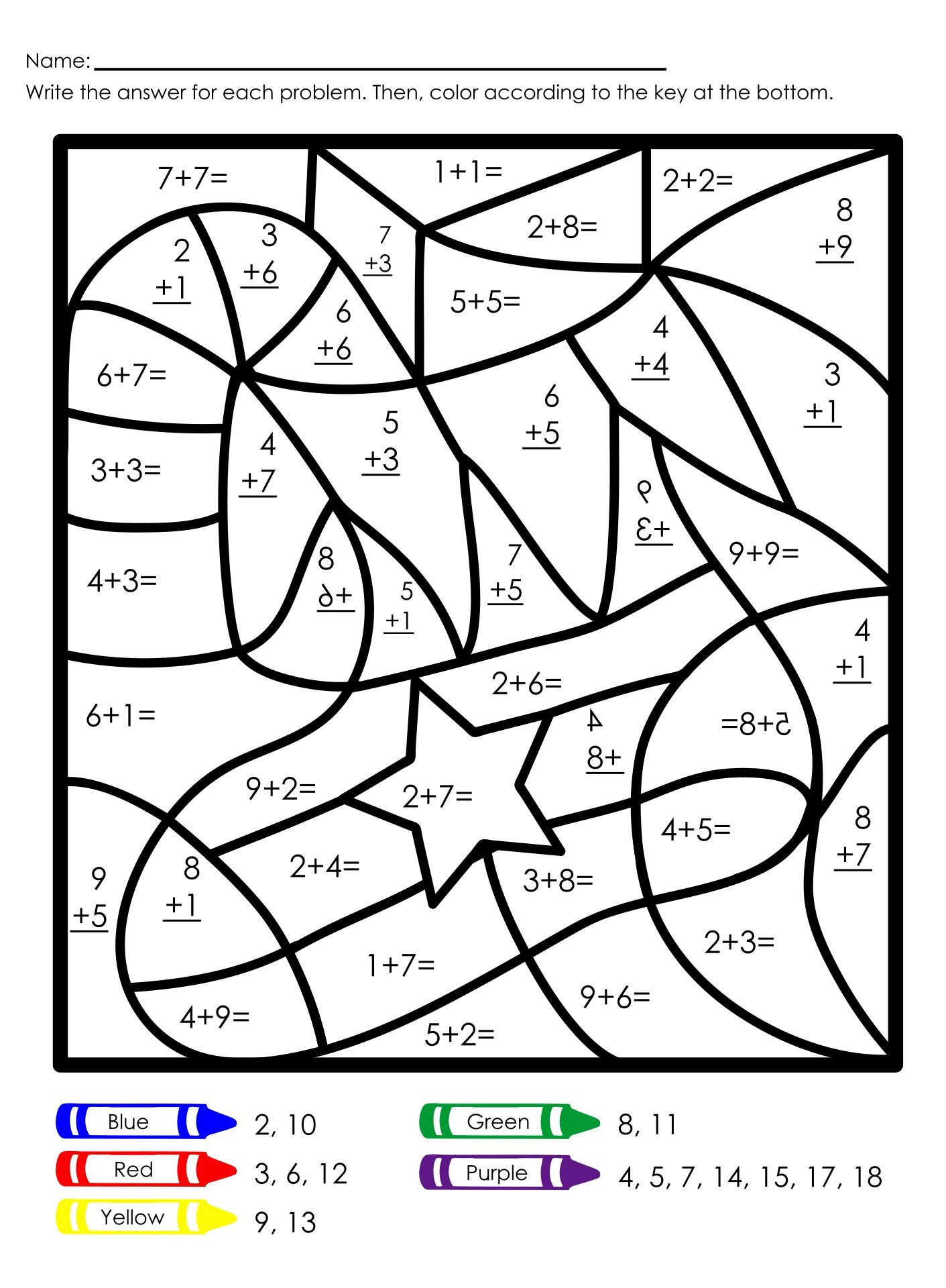 Easy Math Coloring Worksheets