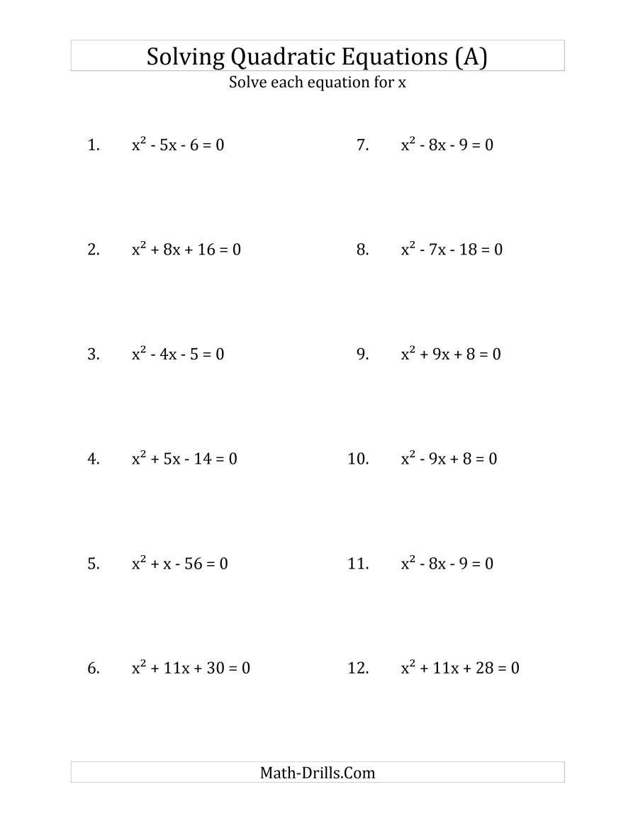 Easy Quadratic Formula Worksheet Quadraticworksheet Easy Quadratic Formula Worksheet Quadraticworksheet