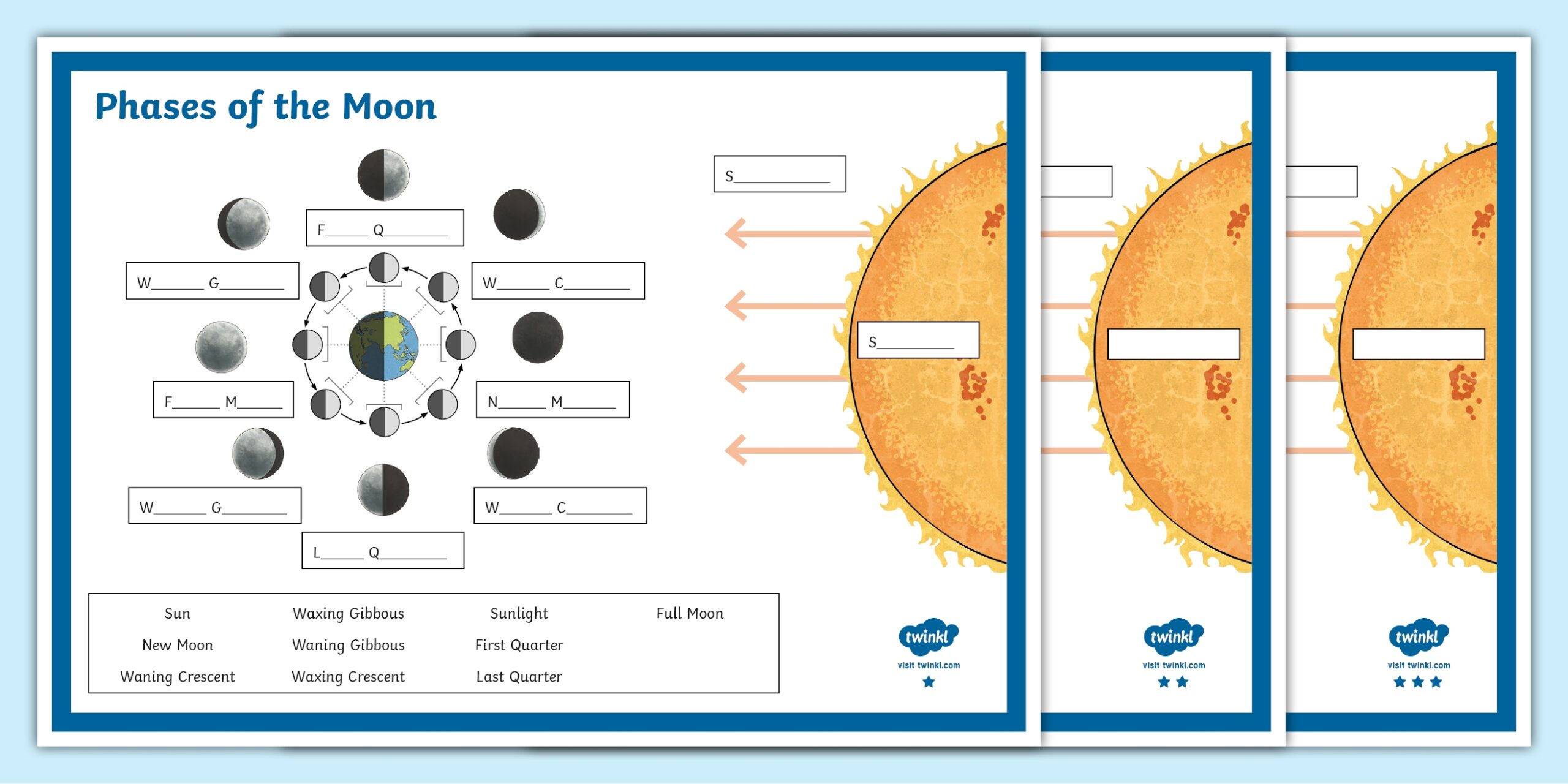 Editable Phases Of The Moon Labeling Activity Sheet with Label Boxes Editable Phases Of The Moon Labeling Activity Sheet with Label Boxes
