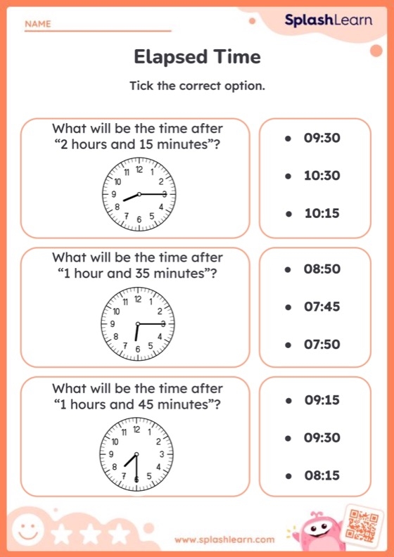 Elapsed Time Worksheet Printable Maths Sheet