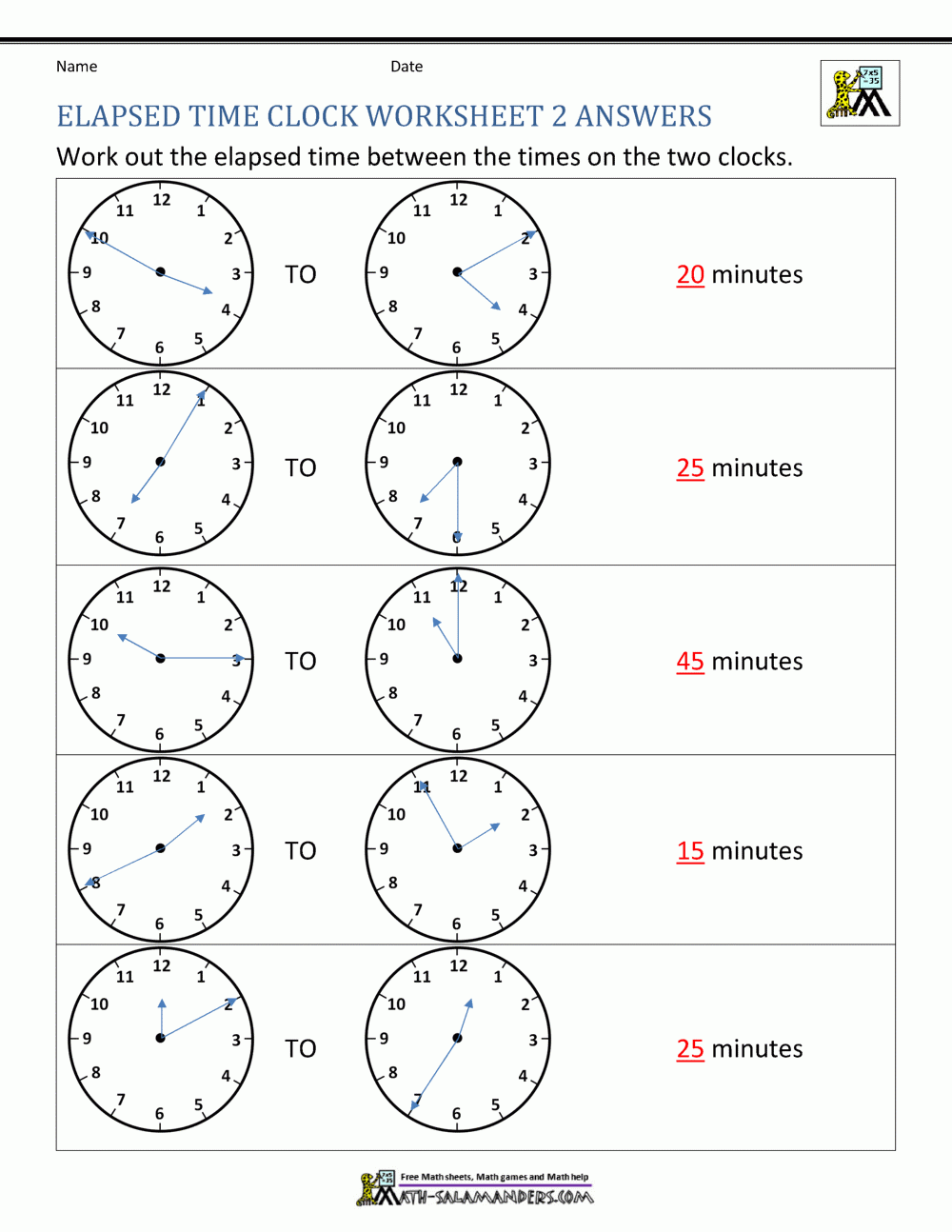 time and elapsed time worksheets