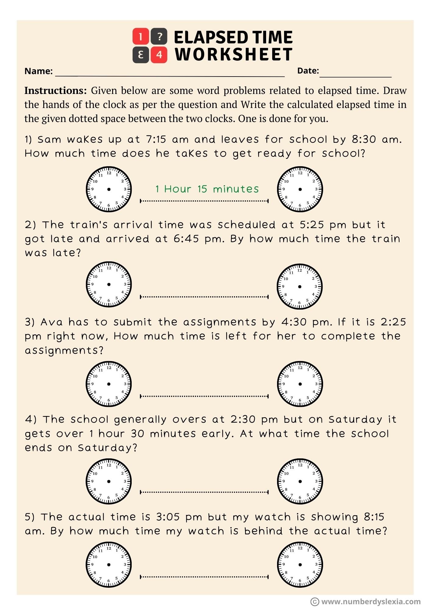 Elapsed Time Worksheets Elapsed Time Worksheets