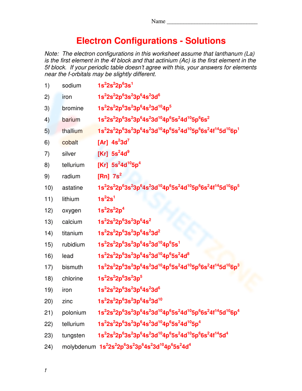 Electron Configuration Practice Worksheet 1 Electron Configuration Practice Worksheet 1