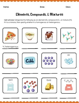 Elements Compounds And Mixtures Worksheet By Katie Perillat TPT Elements Compounds And Mixtures Worksheet By Katie Perillat TPT