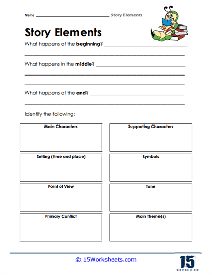 elements of a story worksheet