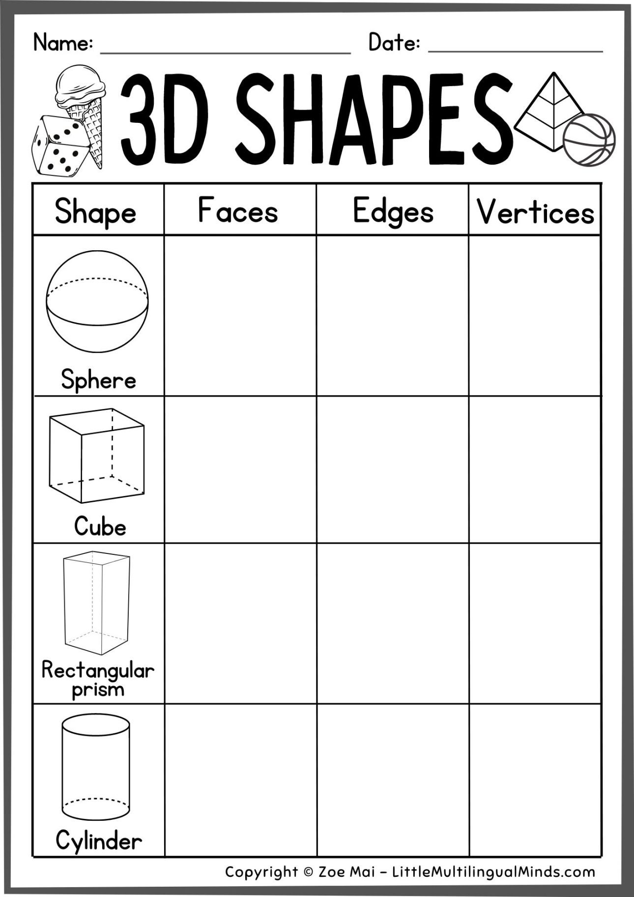 3d dimensional shapes worksheets 3d dimensional shapes worksheets