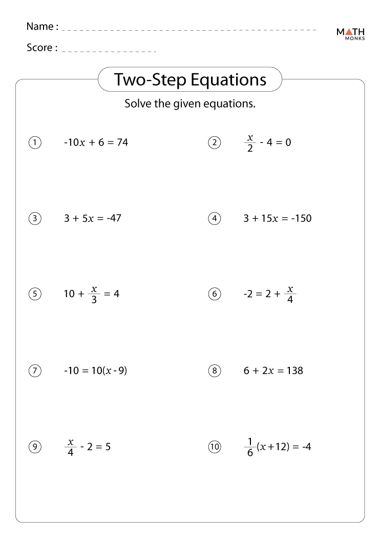 Equation Worksheets Equation Worksheets