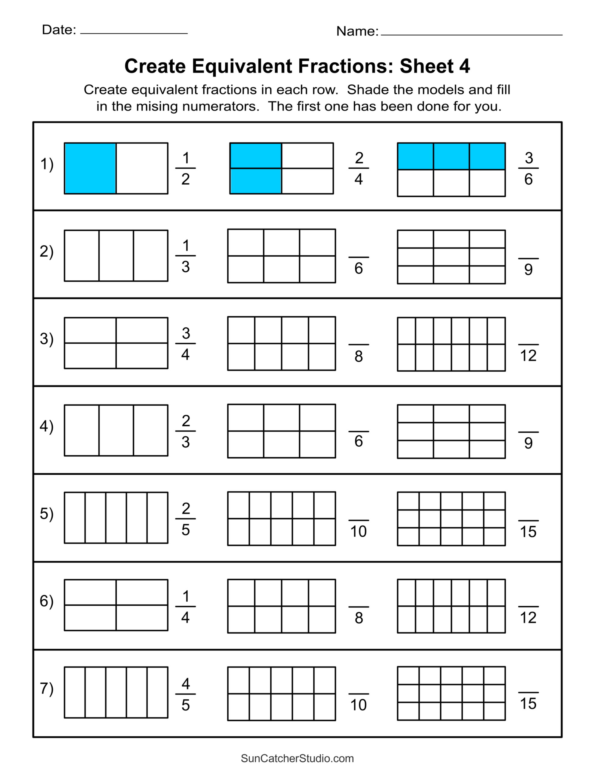 Equivalent Fractions Worksheet Grade 7 Equivalent Fractions Worksheet Grade 7