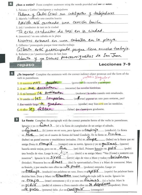 Estructura Spanish Worksheet Answers Printable Calendars AT A GLANCE