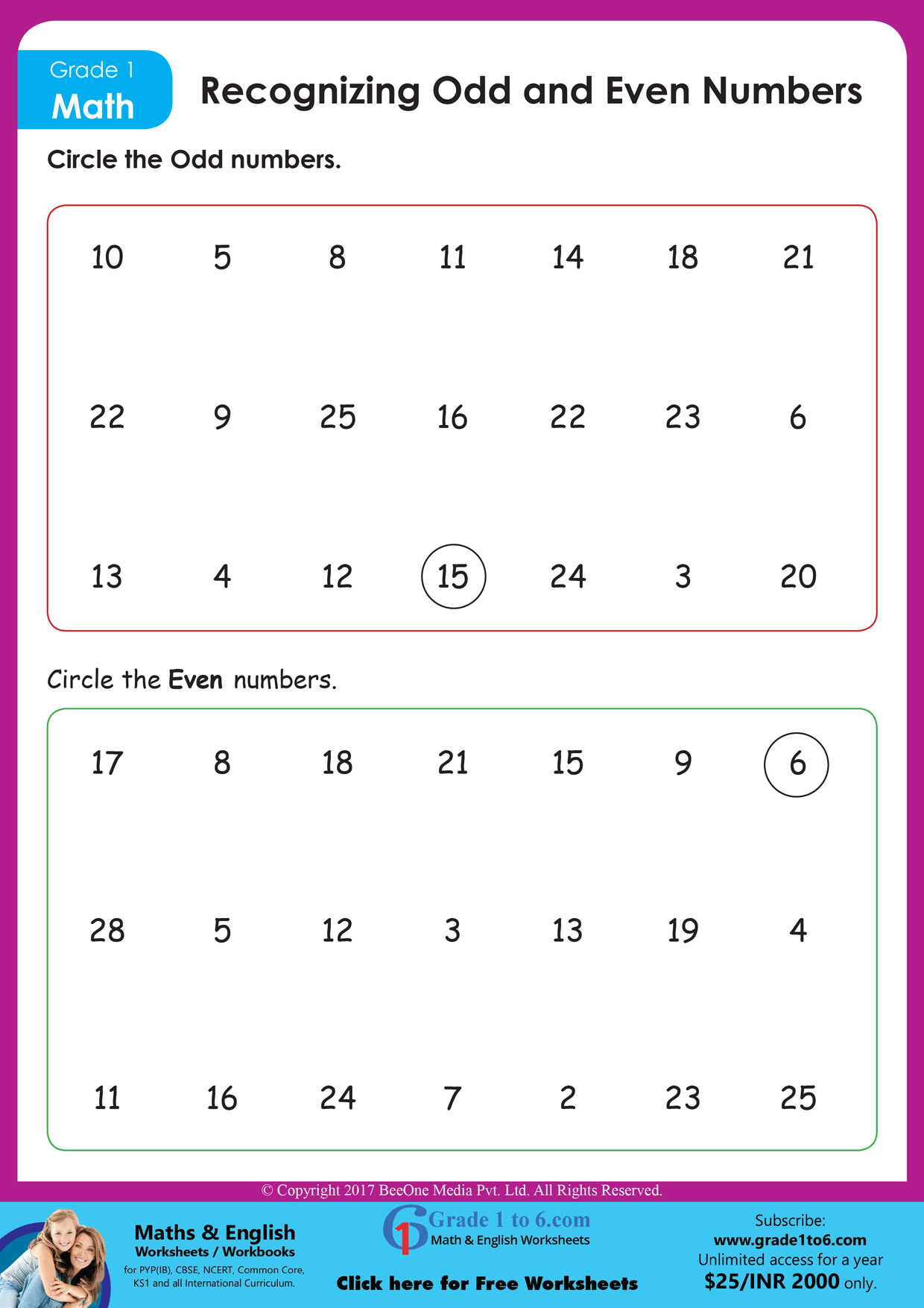 even numbers worksheet