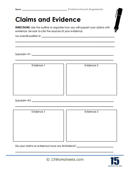 organizing the evidence worksheet answers