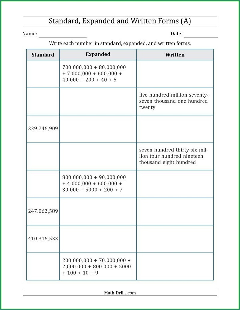 Expanded Form Math Worksheets Printable And Enjoyable Learning Expanded Form Math Worksheets Printable And Enjoyable Learning