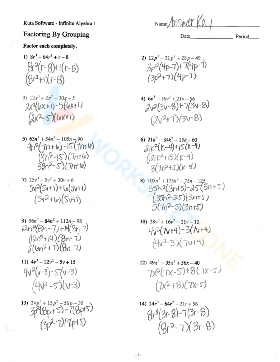 Factor By Grouping Worksheet Printable PDF Template Factor By Grouping Worksheet Printable PDF Template