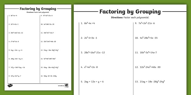 factorisation by grouping worksheet factorisation by grouping worksheet