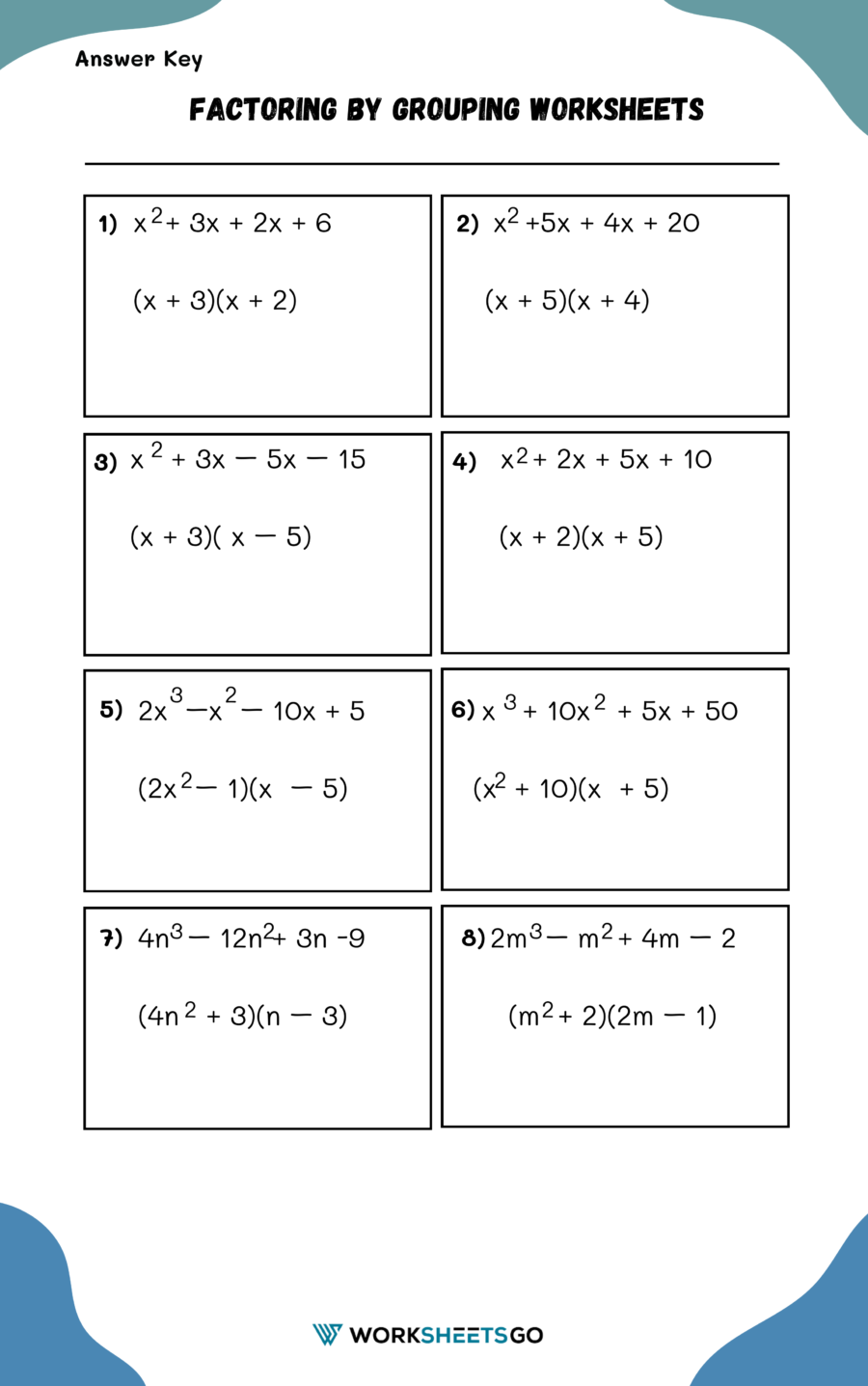 Factoring By Grouping Worksheets With Answers Factoring By Grouping Factoring By Grouping Worksheets With Answers Factoring By Grouping