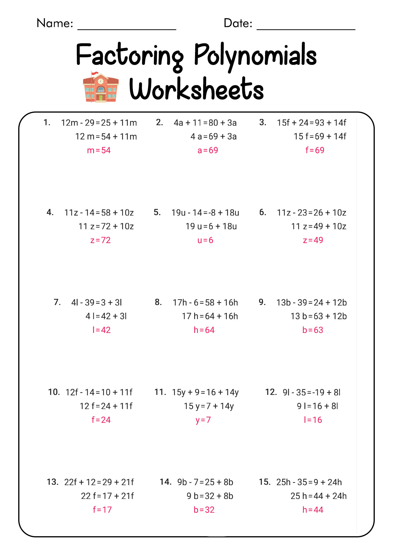 Factoring Polynomials Worksheet With Solutions FactorWorksheets
