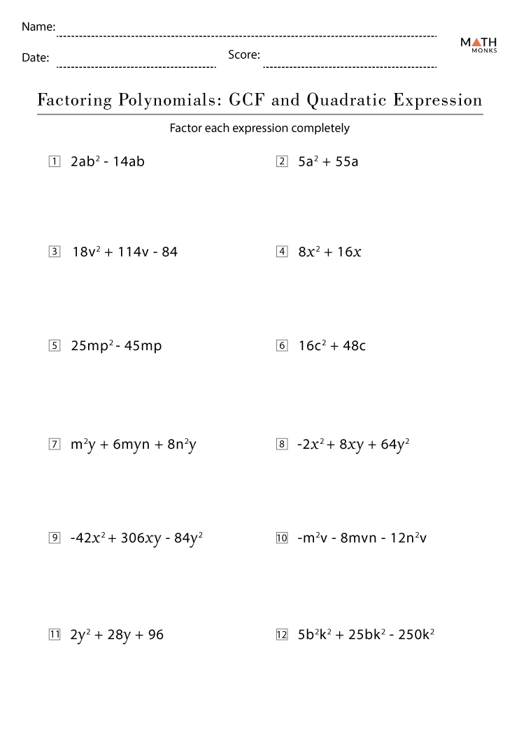 Factoring Polynomials Worksheets With Answer Key Factoring Polynomials Worksheets With Answer Key
