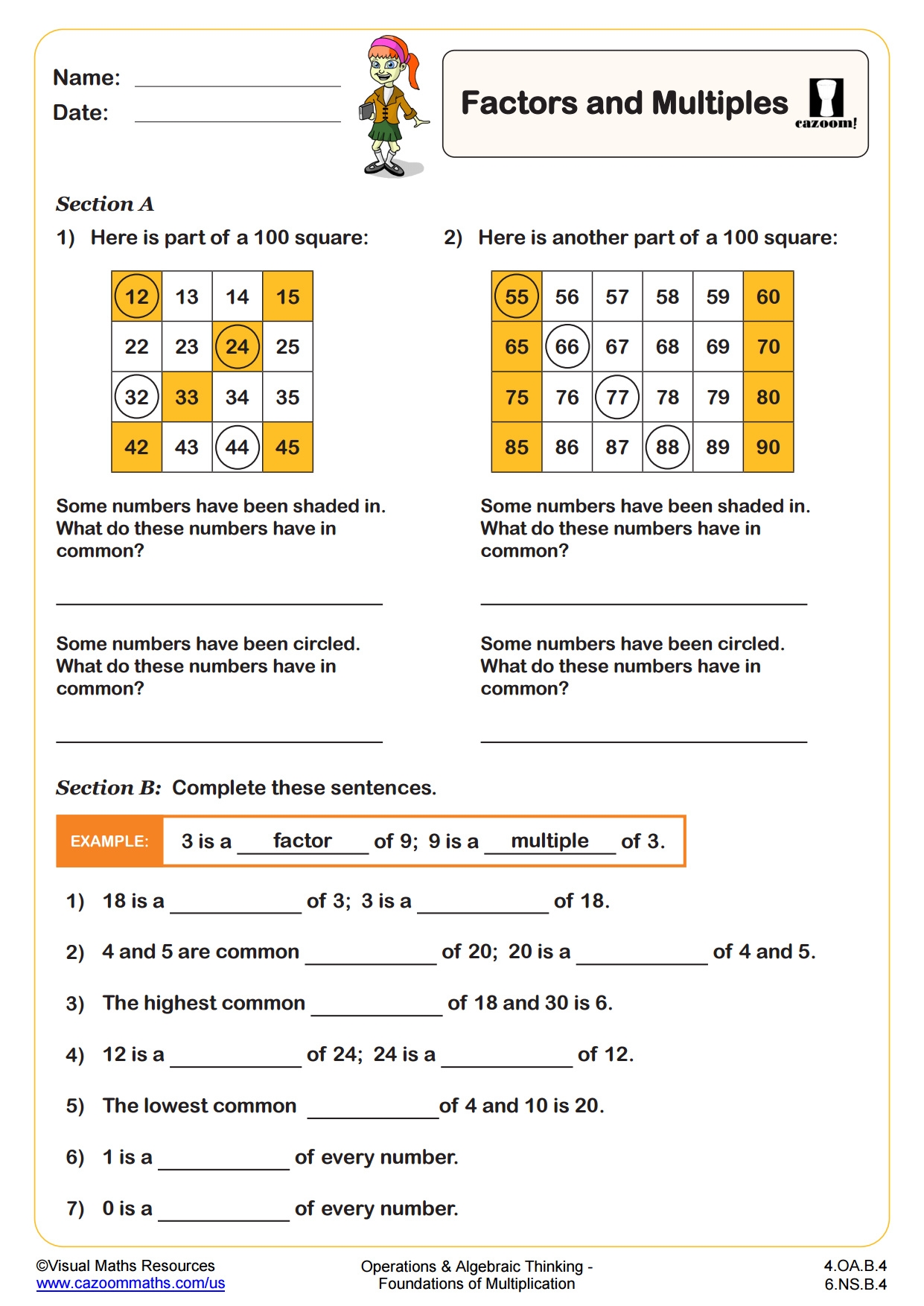 Factors Worksheets Printable Factors And Multiples Worksheets Factors Worksheets Printable Factors And Multiples Worksheets