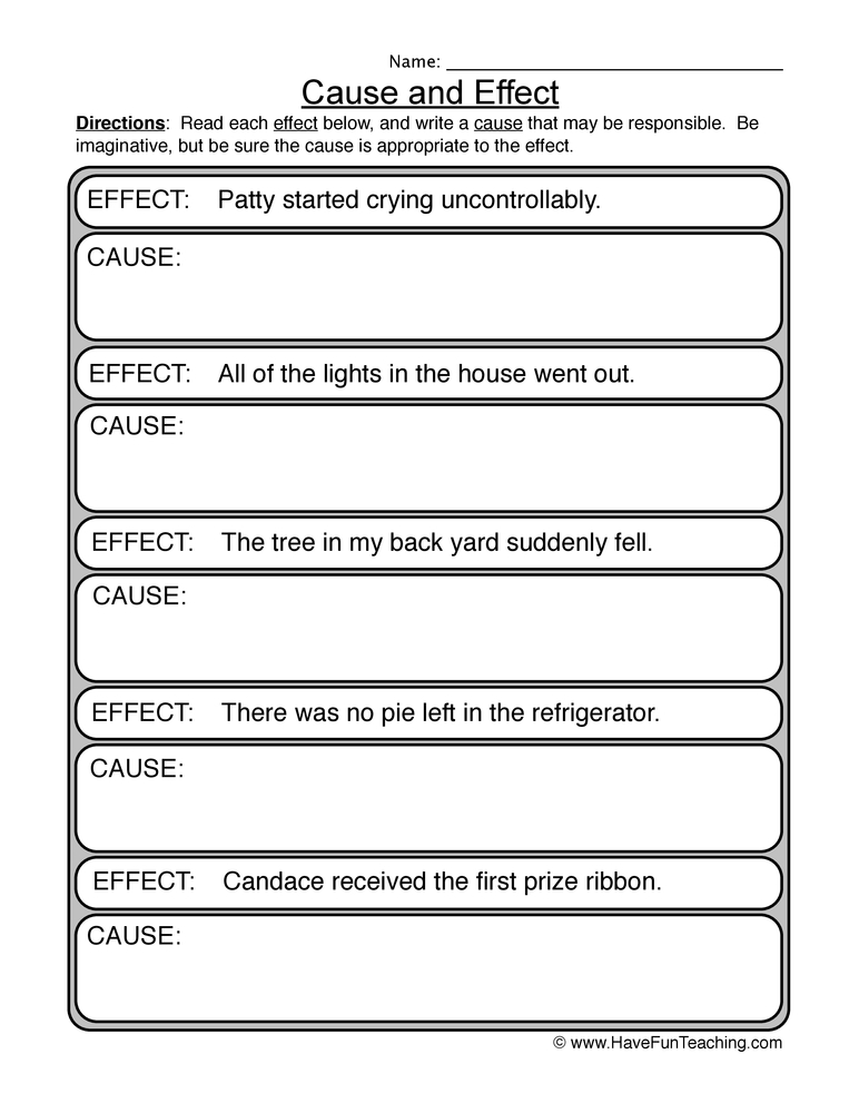 Find The Cause Cause And Effect Worksheet Have Fun Teaching