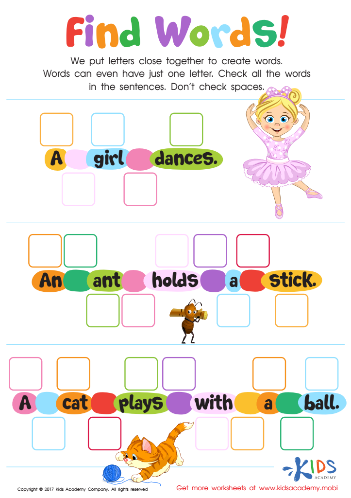 Find Words Worksheet Free Printout For Kids