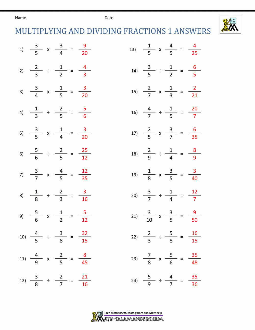 Fraction Division And Multiplication Worksheets Acicabuja