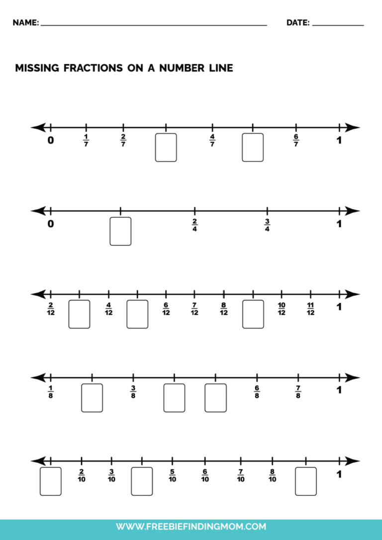 Fraction Number Line Worksheets Jenny Printable