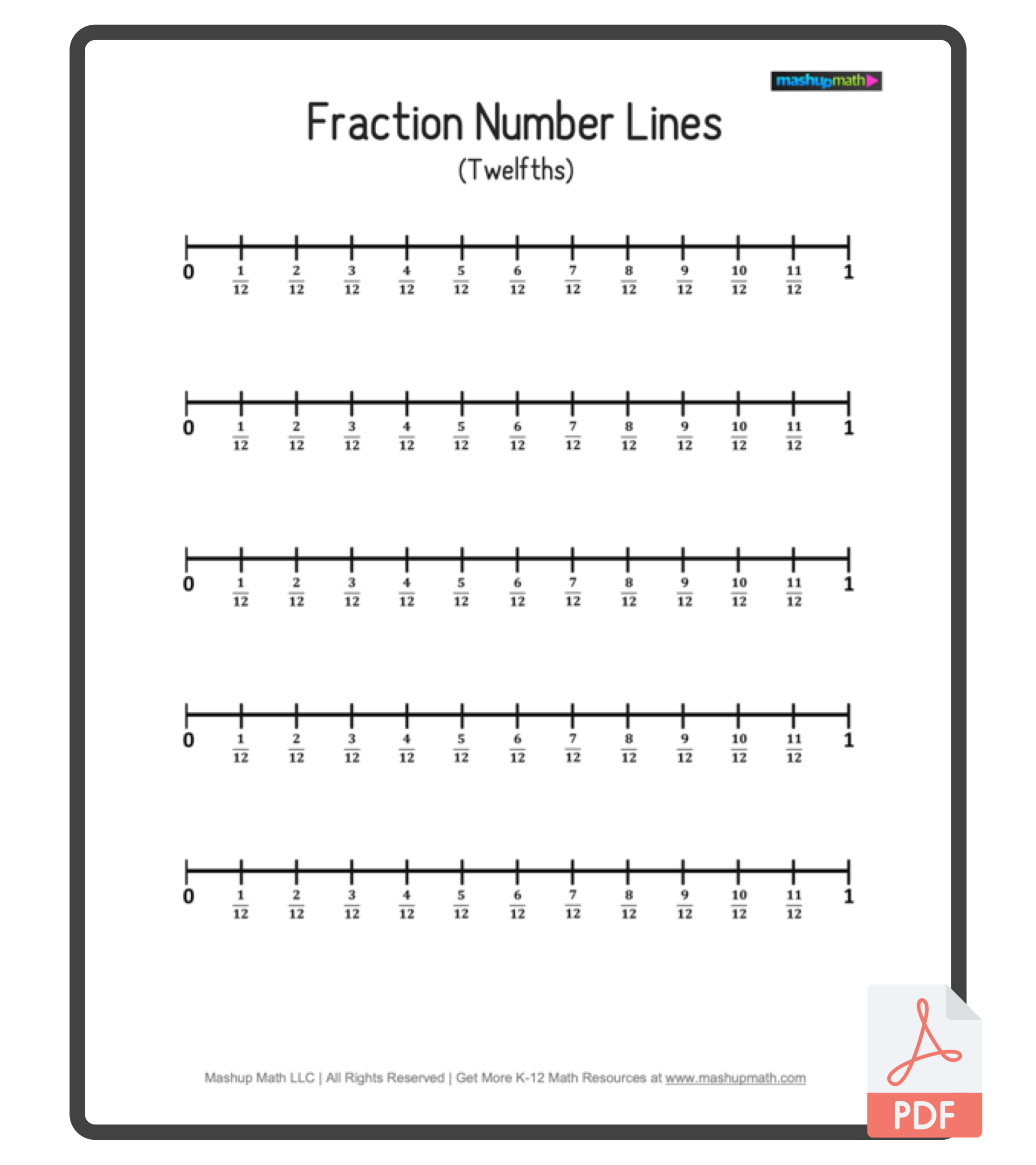 Fraction Number Line Worksheets Jenny Printable